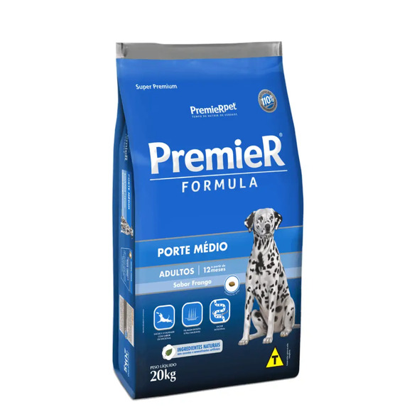 Ração Premier Formula Cães Adultos Raças Médias Frango 20 kg