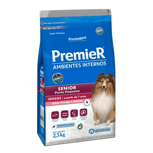 Ração Premier Ambientes Internos Cães Sênior Raças Pequenas 2,5 kg