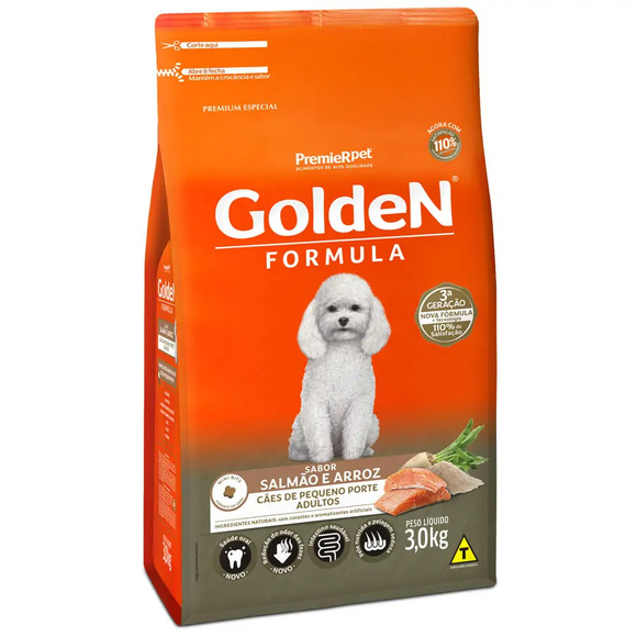 Ração Golden Fórmula Cães Adultos Raças Pequenas Salmão e Arroz 3 kg