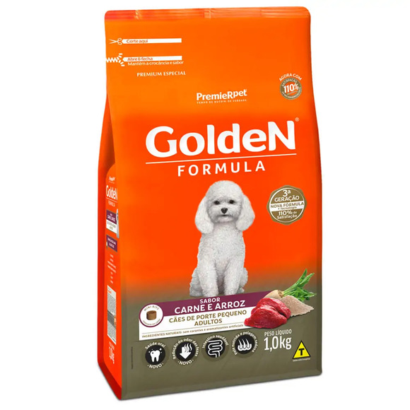 Ração Golden Formula Cães Adultos Raças Pequenas Carne e Arroz Mini Bits 1 kg
