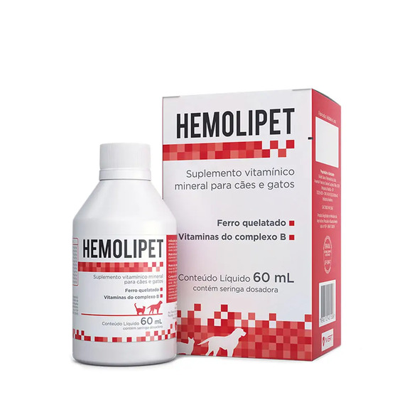 Suplemento Vitamínico Mineral para Cães e Gatos Hemolipet 60 ml