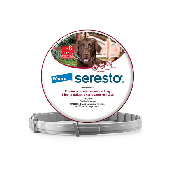 Coleira Antipulgas Seresto Cães Acima de 8kg - 8 meses de proteção Único