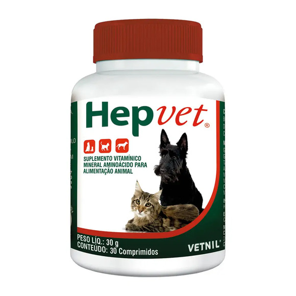 Hepvet: suplemento para o metabolismo do seu pet 30 Comprimidos