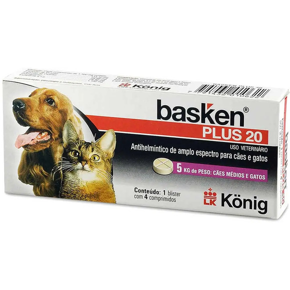 Vermífugo Basken Plus 20 4 Comprimidos