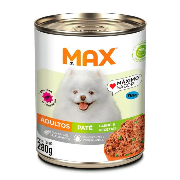Ração Úmida Max Cães Adultos Patê Carne e Vegetais 280 g