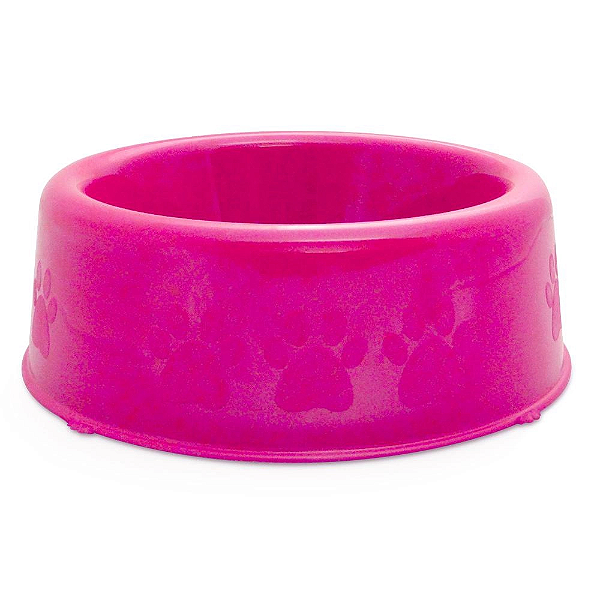 Comedouro Plastico Patinhas Filhote Rosa 600 ml