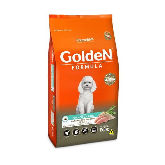 Ração Golden Fórmula Cães Adultos Raças Pequenas Frango e Arroz Mini Bits 15 kg