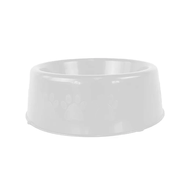 Comedouro Plastico Patinhas Filhote Branco 600 ml