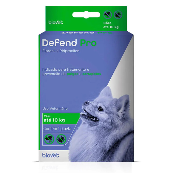 Antipulgas e Carrapatos Defend Pro para Cães até 10 kg Biovet 1 pipeta