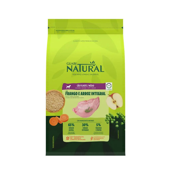 Ração Guabi Natural Cães Filhotes Médios Frango e Arroz Integral 2,5 kg