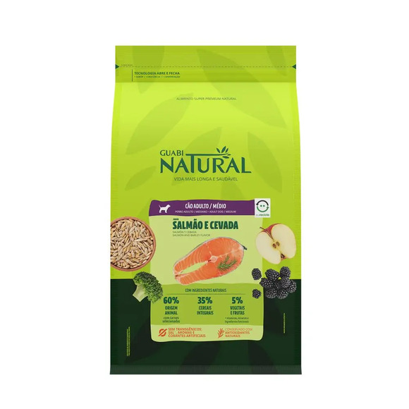 Ração Guabi Natural Cães Adulto Raças Médias Salmão e Cevada 12 kg