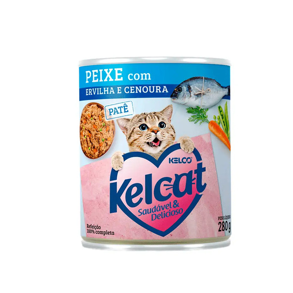 Ração Úmida Kelcat Peixe com Ervilha e Cenoura 280 g