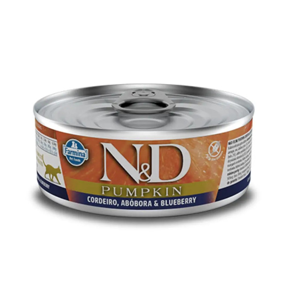 Ração Úmida N&D Pumpkin Gatos Adultos Cordeiro, Abóbora e Blueberry 80 g