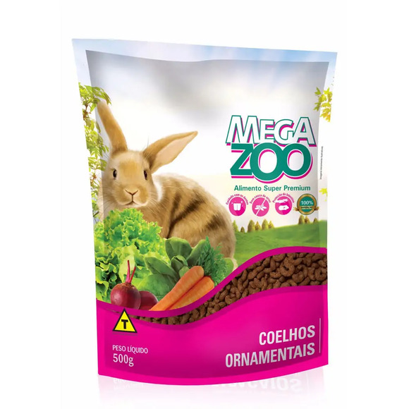 Ração para Coelhos Ornamentais Adultos Megazoo 500 g