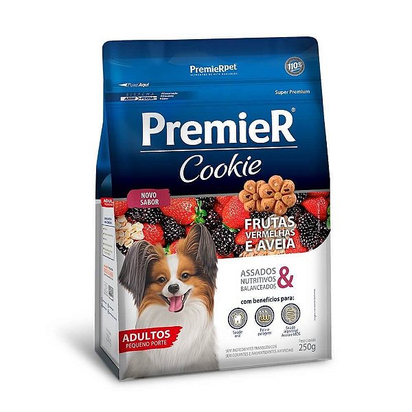 Premier Cookie Caes Ad R.peq Frut Verm 250g