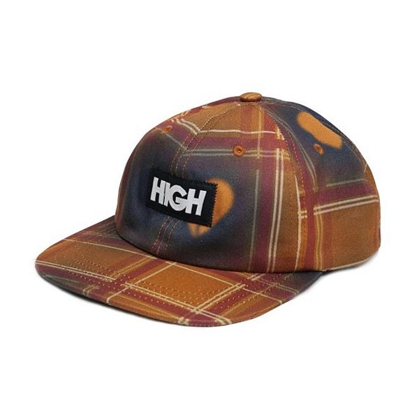 BONÉ HIGH 6 PANEL PLAID LOVE ORANGE