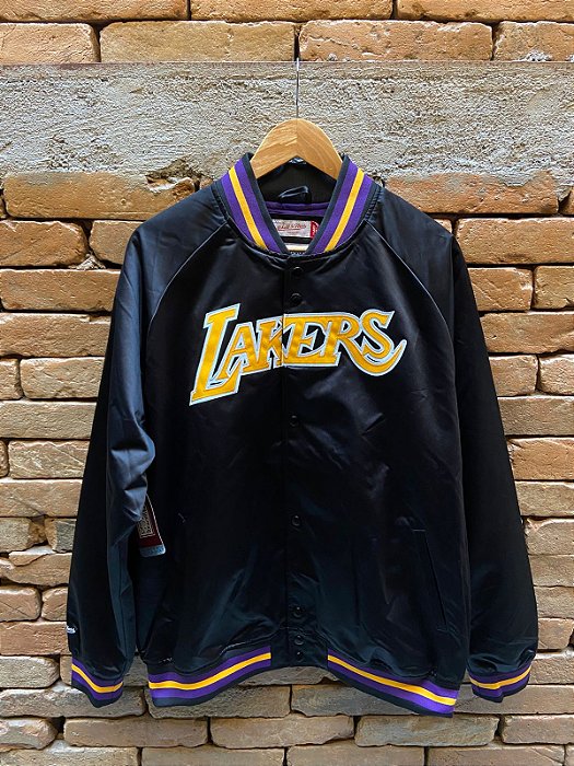 JAQUETA MITCHELL & NESS SATIN LAKERS BLACK