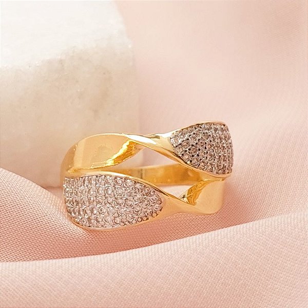 ANEL TORCIDO 1 LADO CRAV ZIRC E RÓDIO