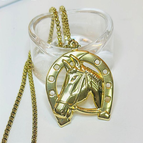 COLAR TIJ-VENEZIANÃO  PING FERRADURA FACE CAVALO 60CM