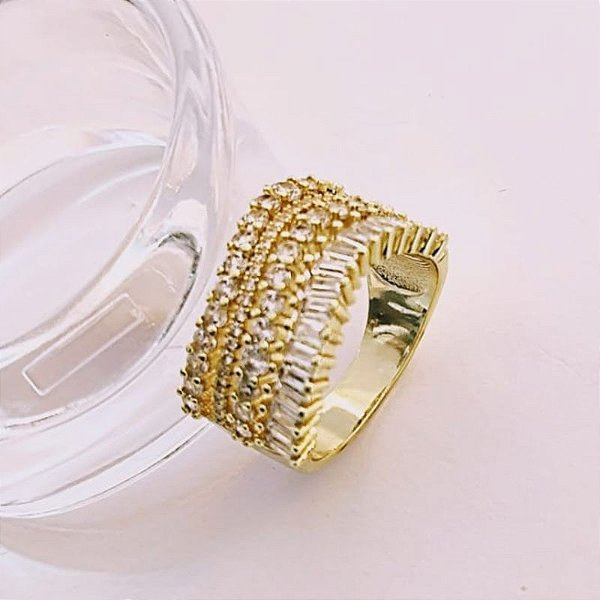 ANEL 4 AROS LUXO CRAV ZIRC NAVETE