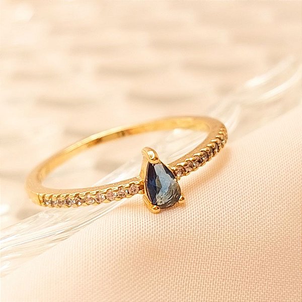 Anel - ANEL CRAVEJ C GOTA AZUL