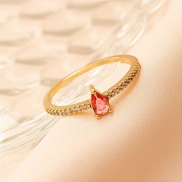 Anel - ANEL CRAVEJ C GOTA ROSA