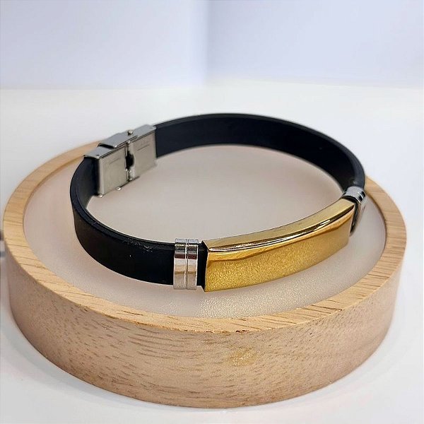BRACELETE  MASC EMBORRACHADO COM CHAPA GRAVAÇÃO