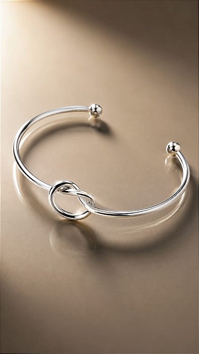 BRACELETE REGULAVEL ARO LISO NÓ COM ESFERAS NA EXT