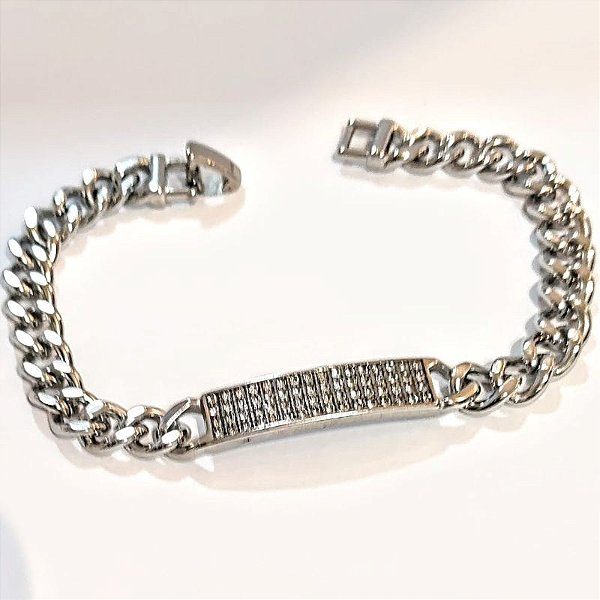 BRACELETE COM CHAPA CRAV ZIRCONIA 20CM