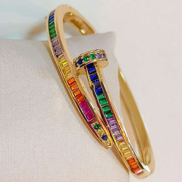 BRACELETE PREGO ZIRCÔNIA COLORIDA