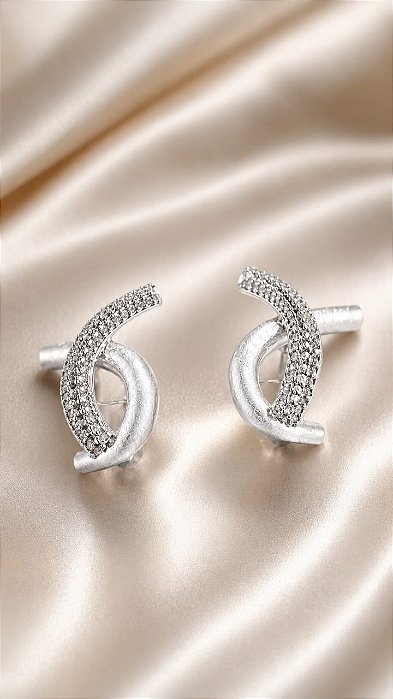 BRINCO & TEXTURA E CRAV ZIRCONIA PRATA
