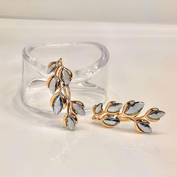 BRINCO CASCATA DE TULIPAS AZUIS OURO ROSÊ