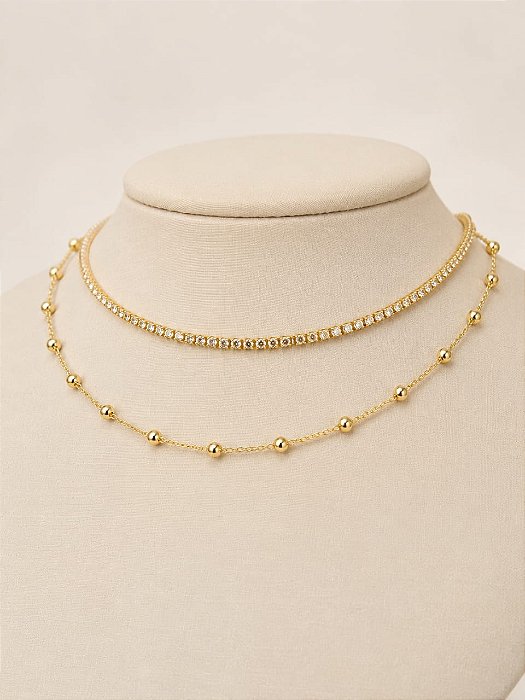 CHOKER DUPLO GARG RIVIERA DE ZIRXONIAS 3X3mm E GAR