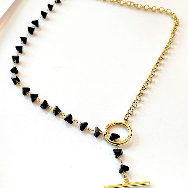 CHOKER GARGANTILHA 40CM MISTA, ELO PORTUGUES E PED