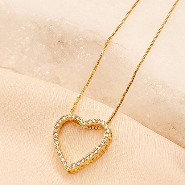 Conjunto - COLAR VENEZ PING CORAÇÃO CRAVEJ 40 CM
