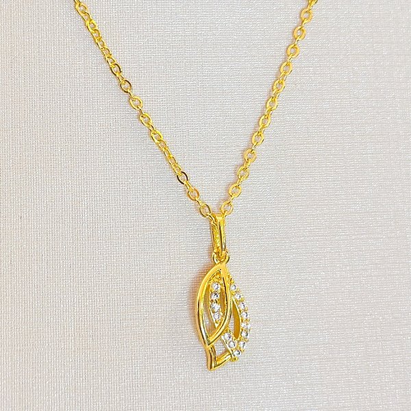 Conjunto - CONJ 2 PÇ GARG CADEADO 45+ PINGENTE FOLHAS GRAVEJ ZIRC