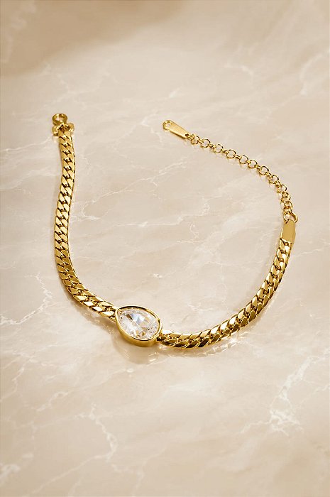 PULSEIRA ELO LÂMINA GRUMET C/ZIRC GOTA