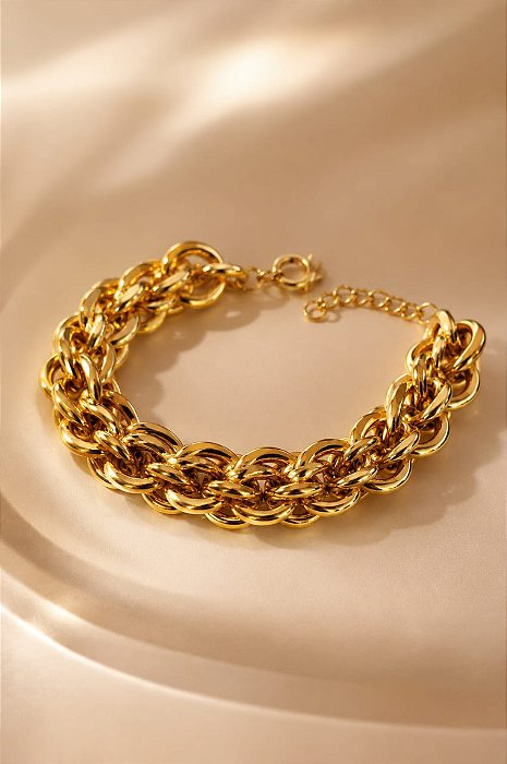 BRACELETE ELOS DUPLADOS DIÂMETRO 20MM COMPR 20+5CM