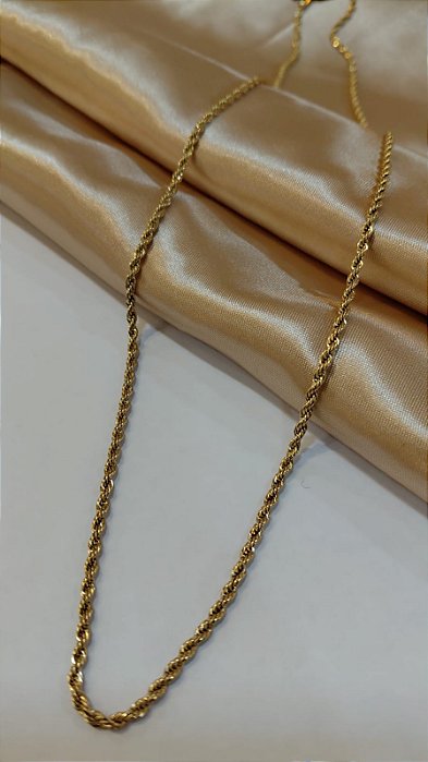 CORRENTE 60CM CORDÃO BAIANO AÇO DOURADO 3MM EXPESS
