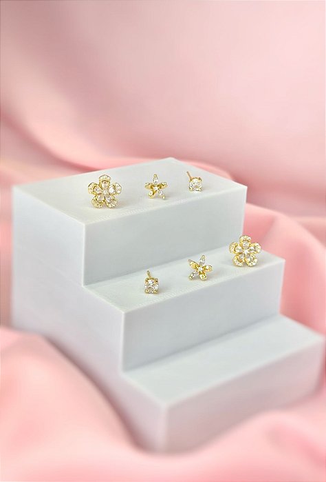 TRIO BRINCO FLOR M e P CRAVEJADA E P.LUZ