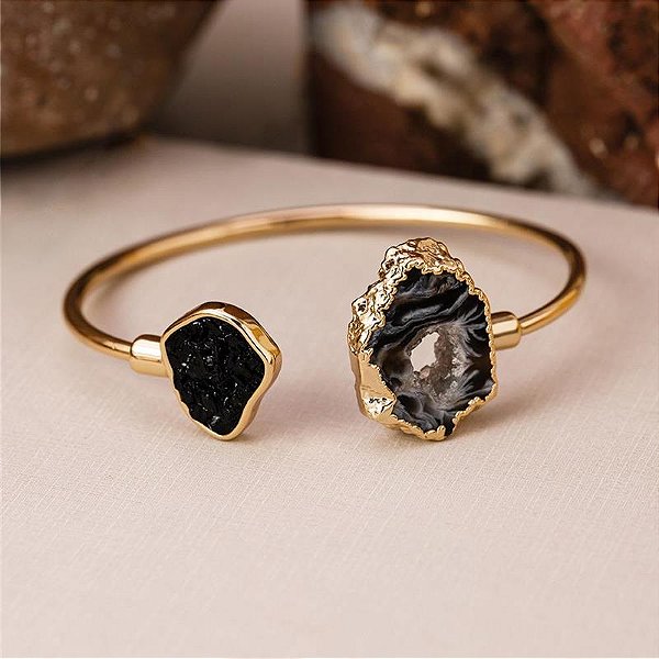 BRACELETE ARO  2 PEDRAS NATUR OPALA MAR/SELEN