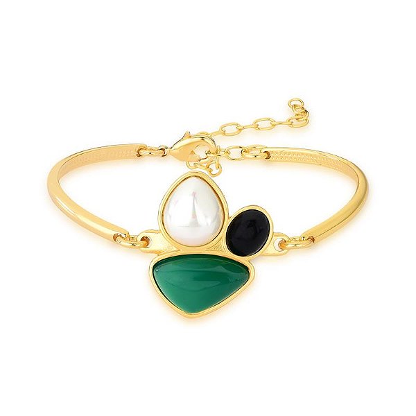BRACELETE ARO  2 PEDRAS NATUR OPALA MAR/SELEN