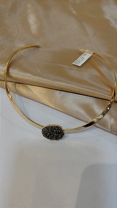 CJ 2PÇ CHOKER ARO LARG+ 1 PING  PEDRA NATURAL PIRI