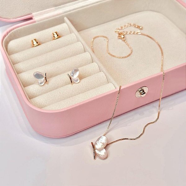 Conjunto - CONJ GARG VENEZ C PING BORBOLETA PEDRA PEROLIZADA