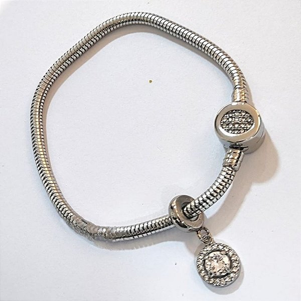 PULSEIRA COM BERLOQUE E PING PONTO DE LUZ ZIRCONIA