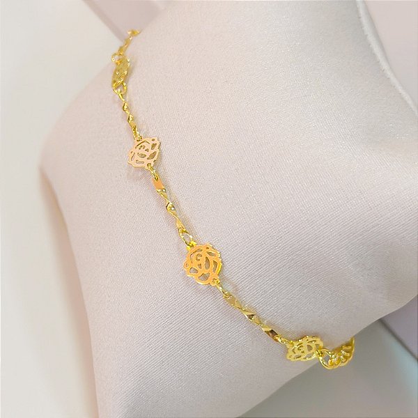 PULSEIRA ELOS COM ROSAS