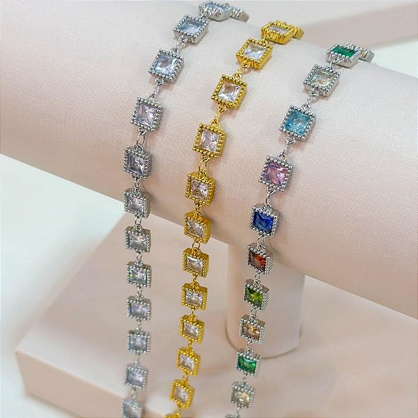 PULSEIRA ELOS E QUADRADOS CRISTAL