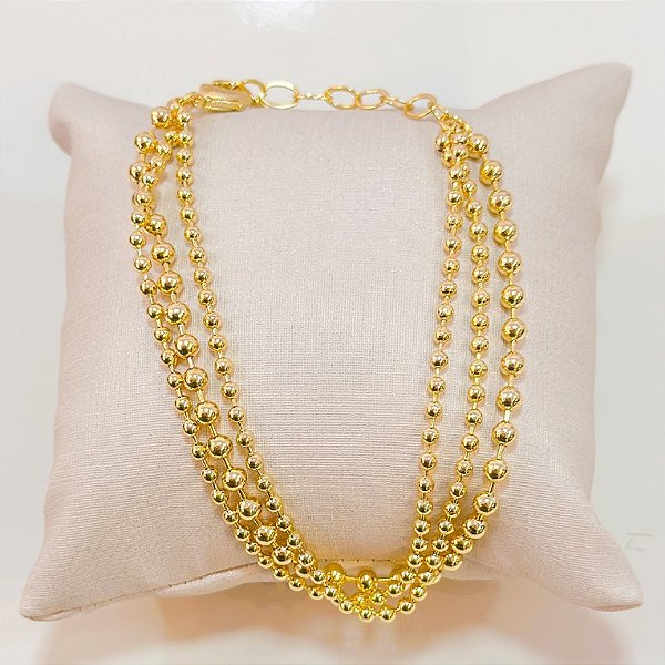 Pulseira - PULSEIRA TRIPLA BOLINHAS