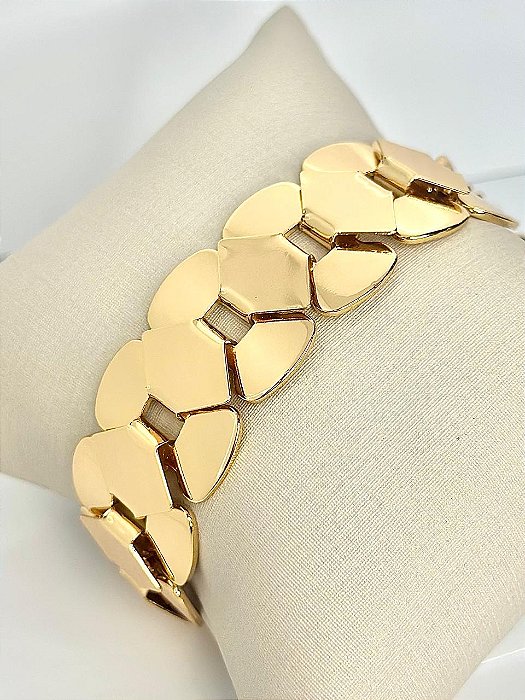 BRACELETE LUXO ESCAMAS, FECHO BÓIA ESPECIAL 18+5CM