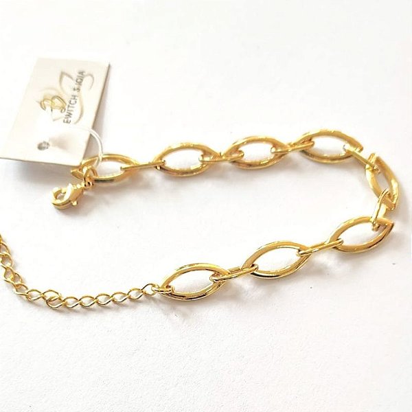 PULSEIRA BRACELETE ELO OVALADO18+6XCM EXTENSOR FEC